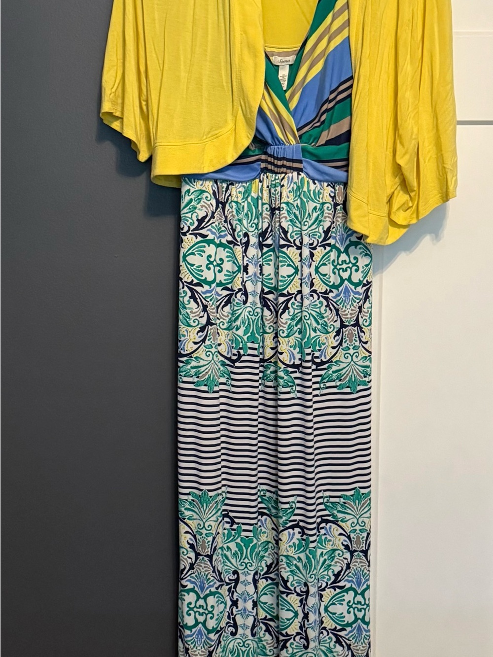 Soma Yellow, Blue and Green Maxi Dress